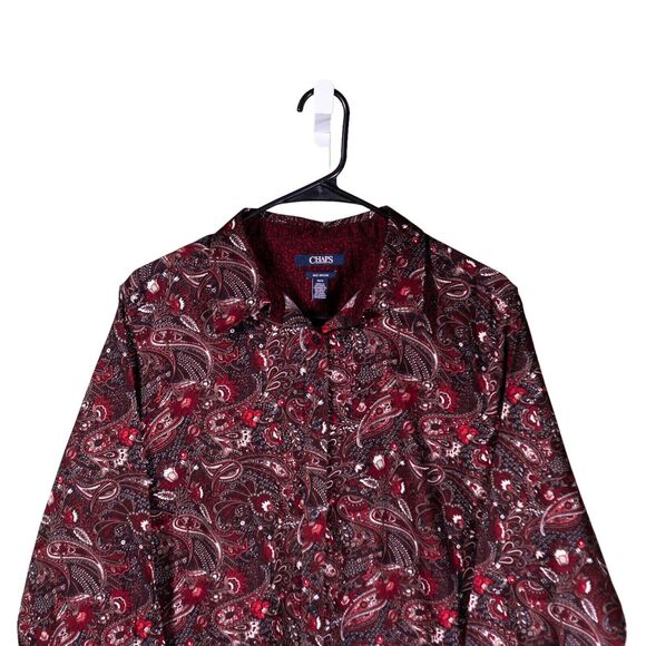 Chaps Ralph Lauren Women's Shirt Button Up Paisley Long Sleeve Blouse Top 0X - Picture 4 of 9